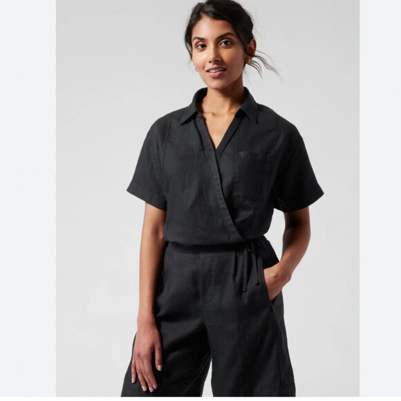 *Athleta Black Playa Linen Tie Top - Picture 1 of 10